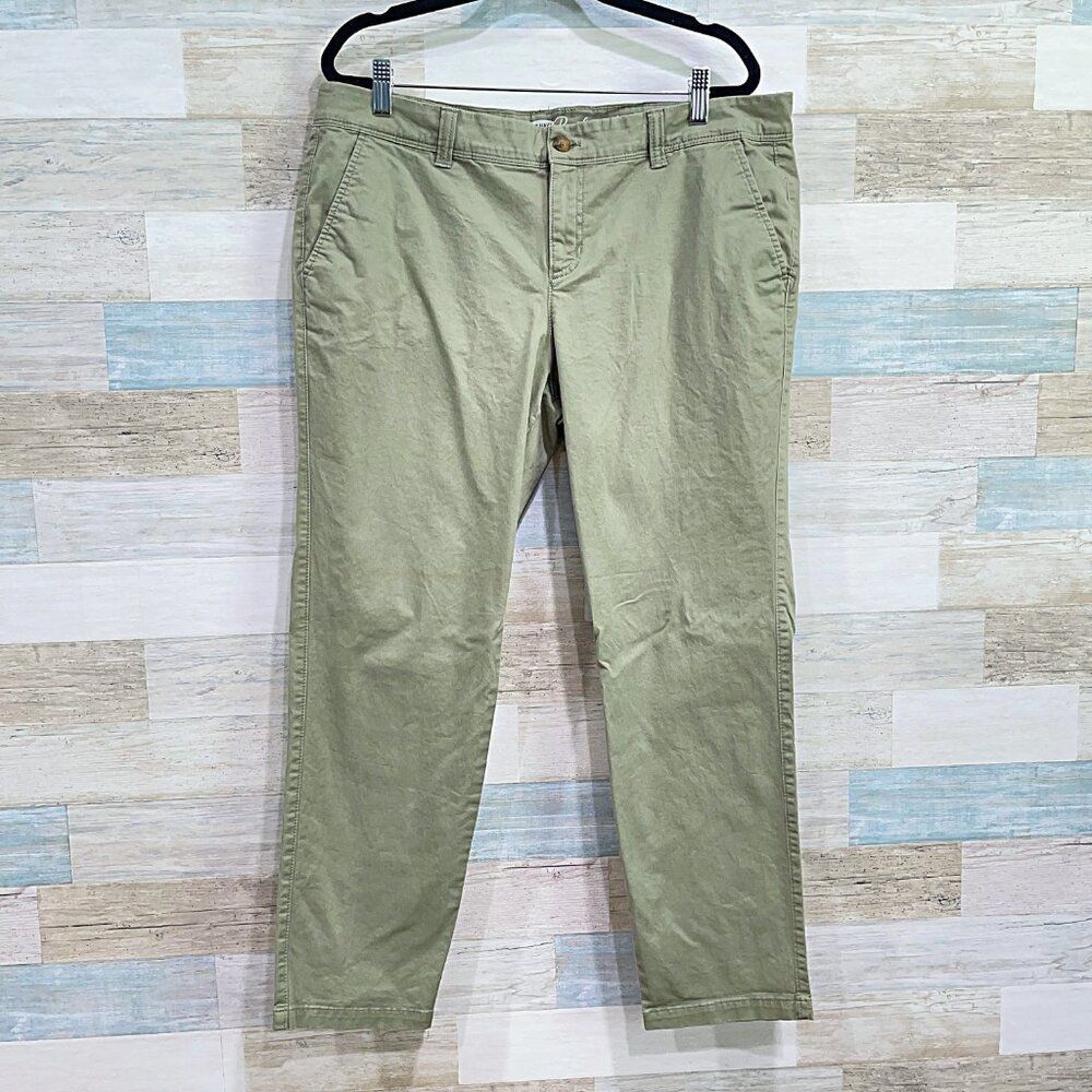 OLD NAVY The Boyfriend Slim Chino Pants Green Womens 14